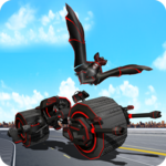 Flying Superhero Robot Transform Bike City Battle