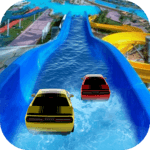 Waterpark Ride & Water Surfing Car Stunts & Slides